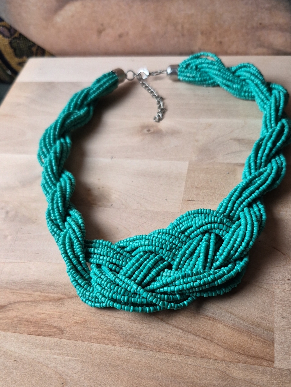 Braided Seed Bead Necklace in Turquoise - Women Jewelry